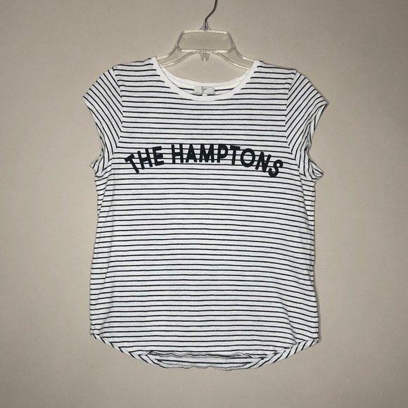 JOIE | The Hamptons Graphic Striped Knit Cap Sleeve T-Shirt Top - Picture 2 of 6
